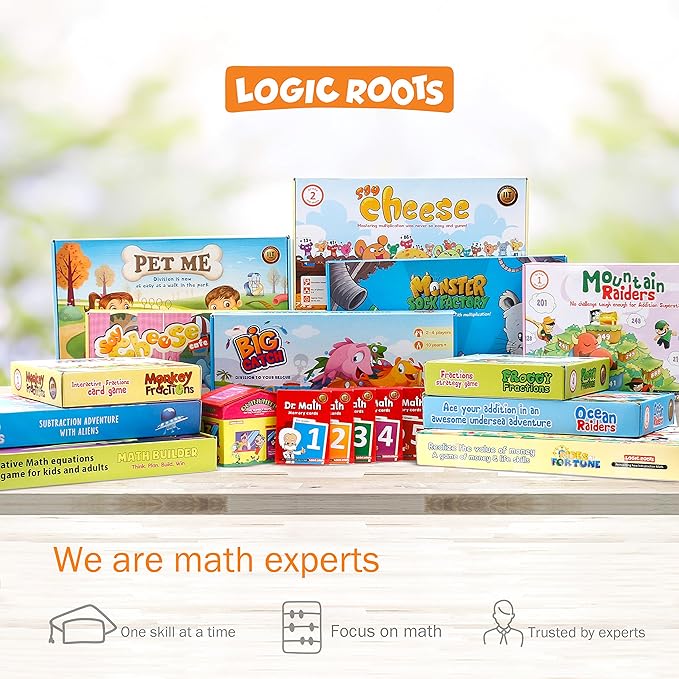 Addition and Subtraction Games - Pack of 2, Cloud Hoppers &Say Cheese Cafe, Math Board Games and STEM Toys for 5-9 Year Olds, Gift for Kids (Girls & Boys), Homeschoolers, Grade 1 & Up-CubbioJoy
