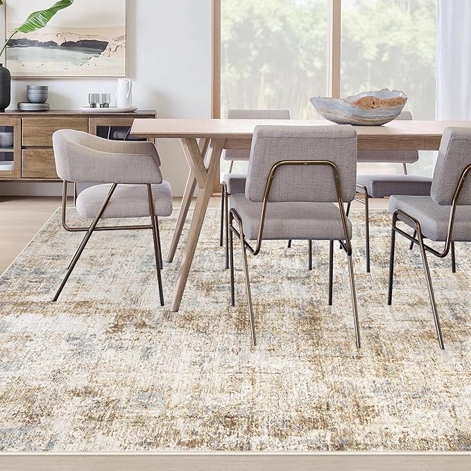 Area Rugs 8x10 Living Room: Washable Rug Modern Abstract Large Rugs Soft Non Slip Neutral Rug Stain Resistant Indoor Carpet for Bedroom Kitchen Dining Room Home Office Rugs(Blue Brown,8'x10')-CubbioJoy