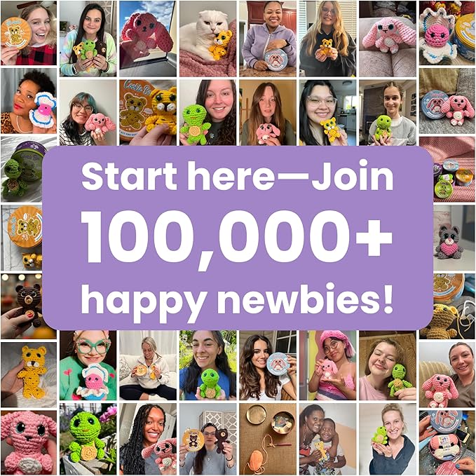 Cookie Box Crochet Kit for Beginners - Learn to Craft Amigurumi Stuffed Animals - Knitting Gift for Kids and Adults - Beginner-Friendly Yarn - Stitch-by-Stitch Video Tutorial - Jellyfish Jenny-CubbioJoy