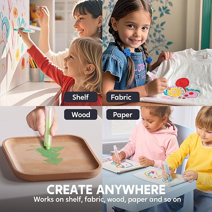 JOYIN 12 PCS Silky Crayon for Kids, Toddler Twistable Crayon, 12 Colors, Art Supplies, School Supplies, Kids Indoor Activities-CubbioJoy