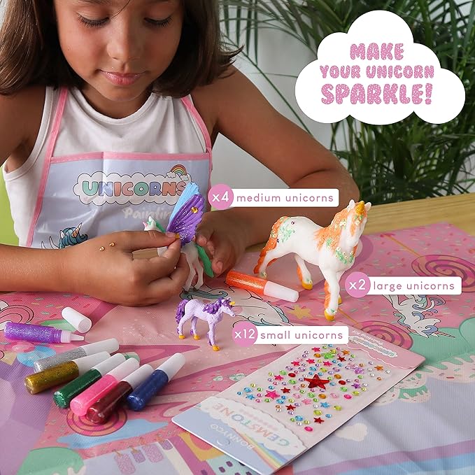 BONNYCO Unicorns Gifts for Girls Painting Kit with 18 Figurines Painting for Kids with Glow in The Dark | Girl Toys 3 4 5 6 7 8 9 10 Years Crafts Kids Gifts Birthday Christmas | Unicorn Toys Niñas-CubbioJoy
