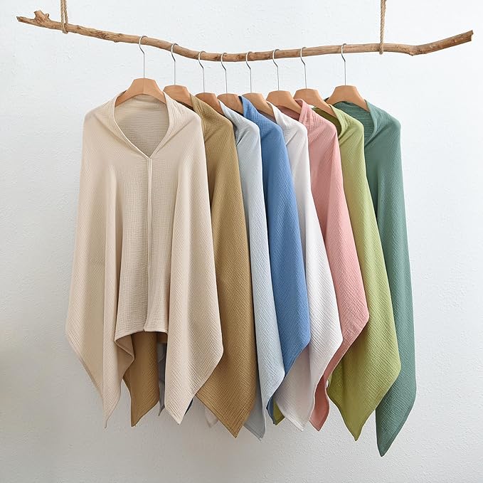 2-Pack Nursing Covers for Breastfeeding, 100% Organic Cotton Muslin Breastfeeding Cover, Multi-Use Nursing Scarf, Car Seat Canopy, Stroller Cover, Soft Breathable Baby Blanket Khaki Brown-CubbioJoy