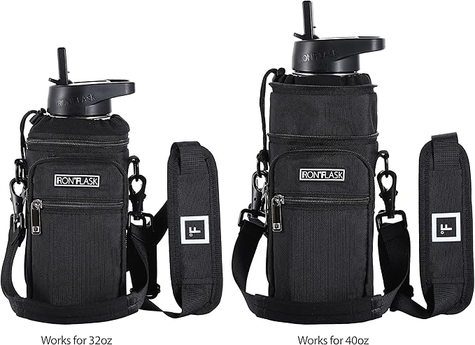 IRON °FLASK Carrier, Holder, Sleeve - Fits Insulated Stainless Steel Sports Water Bottle, Adjustable Shoulder Strap, Holder Bag Case Pouch Cover-CubbioJoy