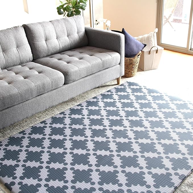 Cushmat Stylish Reversible Foam Play Mat (Large, Luxe NAT - Sage Grey Star) - Soft, Waterproof, Durable Play mat for Infants, Babies, Toddler, Kids & Grownup - 6.5ft x 4.5ft-CubbioJoy