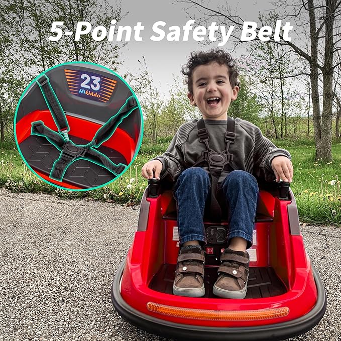 Baby Bumper Car, 6V Electric Kids Bumper Car for Toddlers with Remote Control, Bluetooth - Red-CubbioJoy