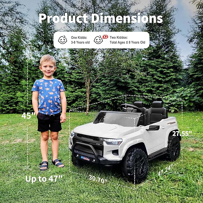 24V 10Ah Ride on Toy for Big Kids, 4WD 2 Seater Electric SUV Kids Car to Drive w/Remote Control, 4x200W Motors - White-CubbioJoy