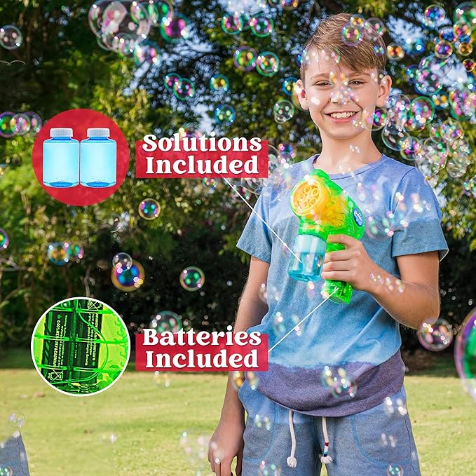 JOYIN 2 Bubble Guns Blaster Kit with 2 Solution for Kids, Automatic Bubble Maker Blower Machine for Party Favors, Birthday, Outdoor & Indoor Activity, Summer Toy-CubbioJoy