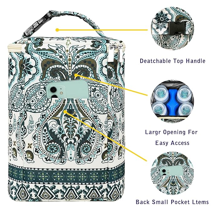 Breastmilk Cooler Bag with Ice Pack Fits 4 Baby Bottles Up to 9 Ounce Insulated Baby Bottle Bag Breast Milk Cooler on The Go with Strap Baby Bottle Cooler Bag for Nursing Mom Daycare or Travel-CubbioJoy