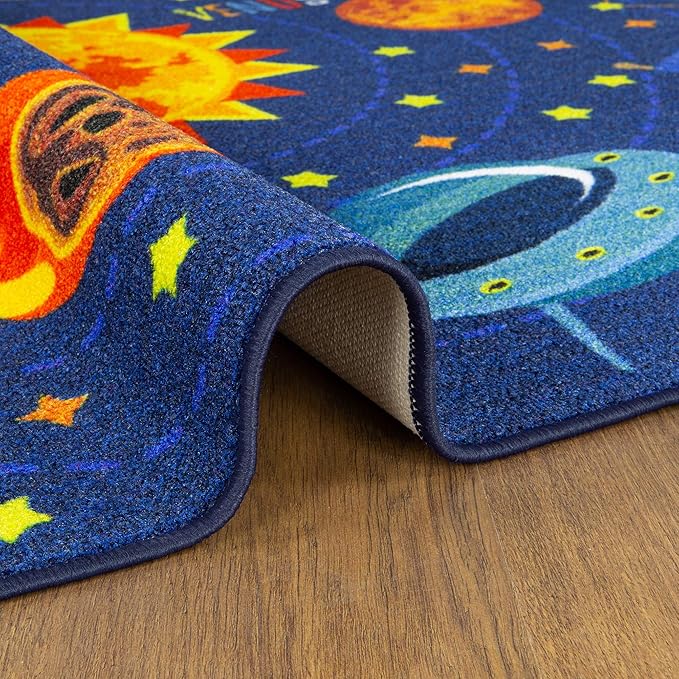 KC Cubs 8x10 Outer Space Solar System Toy Car Road Rug – Educational Play Mat Carpet for Kids, Toddlers, Nursery, Classroom, Playroom, Baby Daycare-CubbioJoy