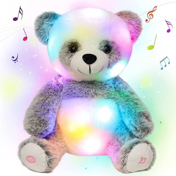 Cuteoy Light-up Singing Plush Panda LED Musical Stuffed Animal Adjustable Volume Lullaby Plushies Birthday Christmas Toy Gifts for Kids Toddler Girls, 13"-CubbioJoy