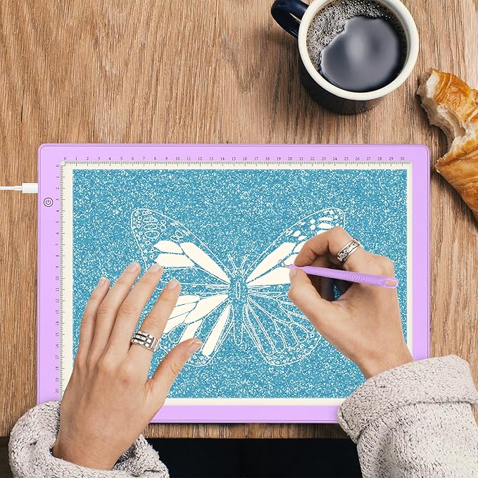 iVyne Corded Light Pad for Weeding Vinyl - A4 Light Box for Drawing - Light Board for Tracing - Light Box for Diamond Painting, Weeding Vinyl, Sketching, Tracing (Purple)-CubbioJoy