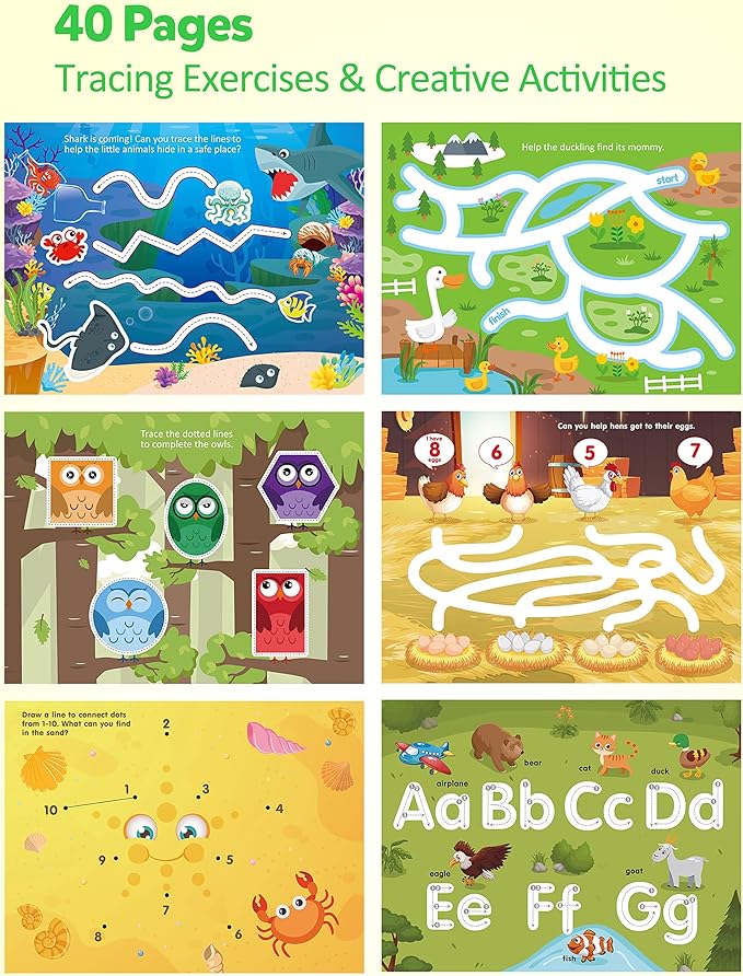 Coogam Pencil Control Tracing Workbook, Learn to Write Alphabet ABC Letters Numbers Handwriting Book Fine Motor Montessori Educational Toy Gift for Preschool Kids-CubbioJoy