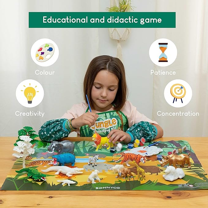 BONNYCO Animal Toys for Kids Painting Kit with 16 Figurines Animal Kids Crafts 4-8 with Glow in The Dark, Safari Gifts for Boys and Girls | Boy Toys 3 4 5 6 7 8 9 10 Years Old Birthday Christmas-CubbioJoy