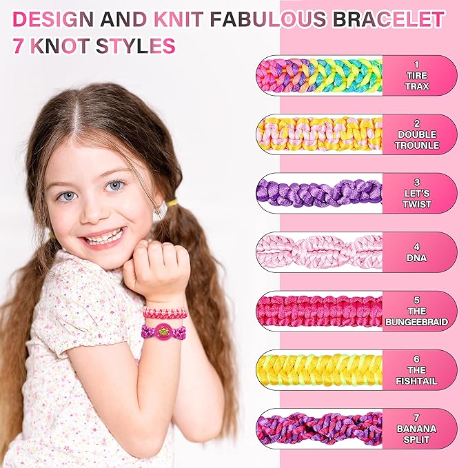 Dpai Friendship Bracelet Making Kit for Girls,DIY Arts and Crafts Toys,Jewelry String Maker Kit,The Best Birthday Gifts Ideas for Girls 6 7 8 9 10 11 12+ Years Old（Rose and Black-CubbioJoy