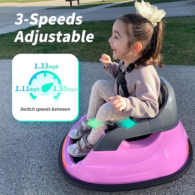 12V Kids Bumper Car, Electric Baby Bumper Car for Toddlers with Remote Control, 3 Speeds - Light Pink-CubbioJoy