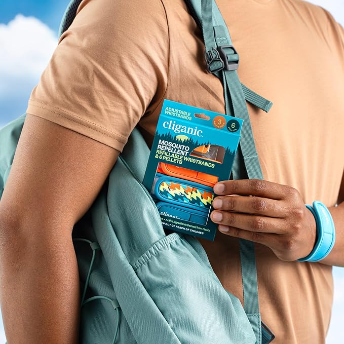 Cliganic Mosquito Repellent Pack (Wristband + 2 Refill Pellets) - Adjustable, Natural DEET-Free, Essential Oil Infused-CubbioJoy