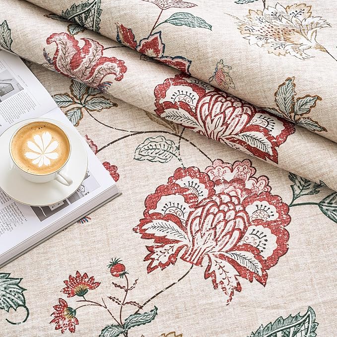 jinchan 2x5 Floral Runner Rug for Hallway Washable Kitchen Runner Vintage Romance Design Non Slip Thin Indoor Floor Cover Low-Profile Throw Carpet for Entryway Bathroom Bedroom Porch, Red/Beige-CubbioJoy