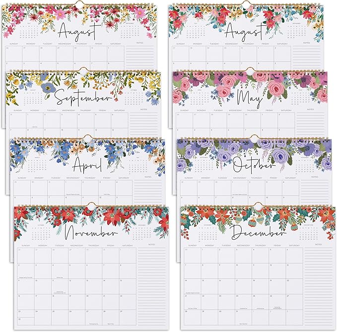2025-2026 Calendar, Jokotha Wall Calendar 2025, Calendar Runs From Aug 2025 - Dec 2026, 15" x 12", Twin-Wire Binding, Hanging Hook, Floral Design-CubbioJoy