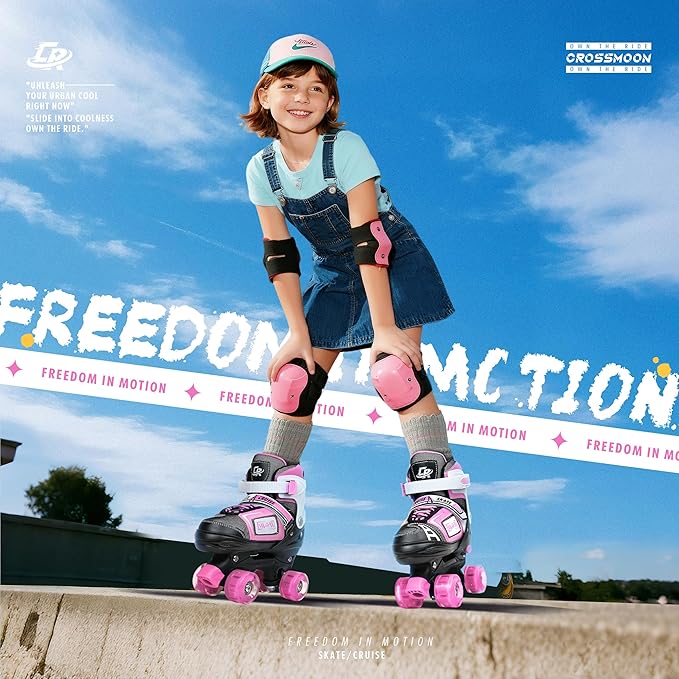 Adjustable Quad Skates for Kids, Teens, and Adults – Light-Up Wheels – Comfortable Fit, Secure Closure, Indoor and Outdoor Roller Skates for Boys and Girls-CubbioJoy