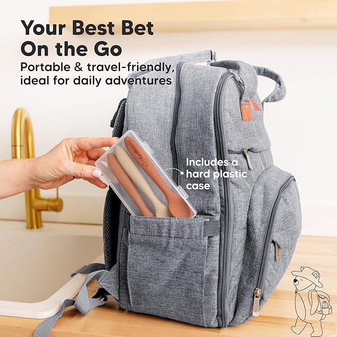 KeaBabies Silicone Baby Spoons, Self Feeding 6-12 months - 3-Pack Baby Weaning Eating Utensils,Toddler First Food Training Spoon,Infant,Kids Feeding Supplies Essential Set,Dishwasher-safe (Terracotta)-CubbioJoy