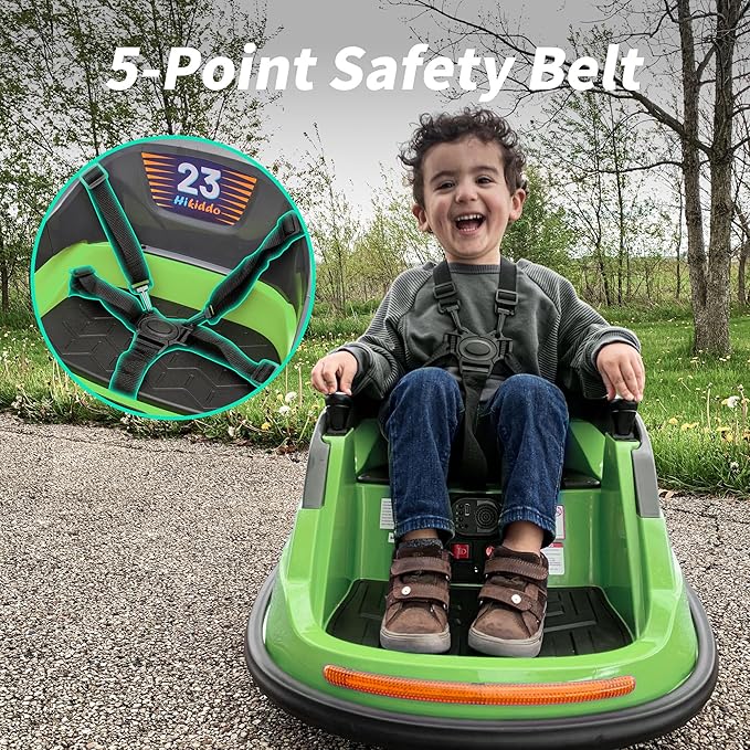 12V Kids Bumper Car, Electric Baby Bumper Car for Toddlers with Remote Control, 3 Speeds - Green-CubbioJoy