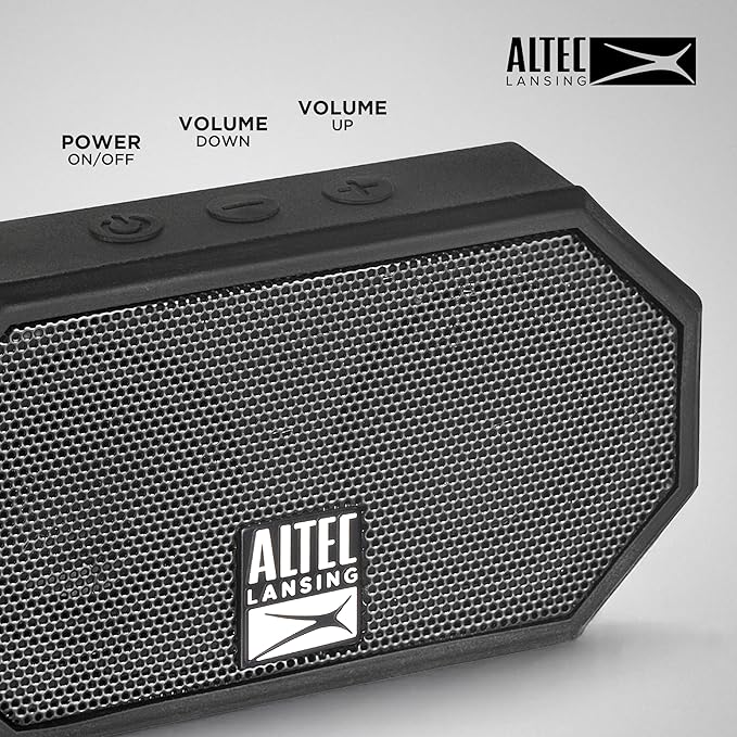 Altec Lansing Mini H2O - Waterproof Bluetooth Speaker, IP67 Certified & Floats in Water, Compact & Portable Speaker for Hiking, Camping, Pool, and Beach,Black-CubbioJoy