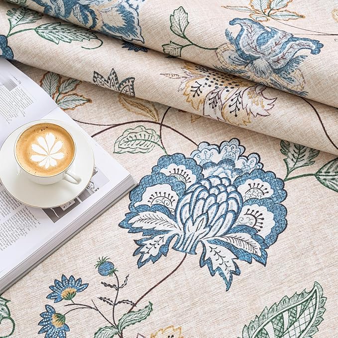 jinchan 3x10 Floral Runner Rug for Hallway Washable Kitchen Runner Vintage Romance Design Non Slip Thin Indoor Floor Cover Low-Profile Throw Carpet for Entryway Bathroom Bedroom Porch, Blue/Beige-CubbioJoy