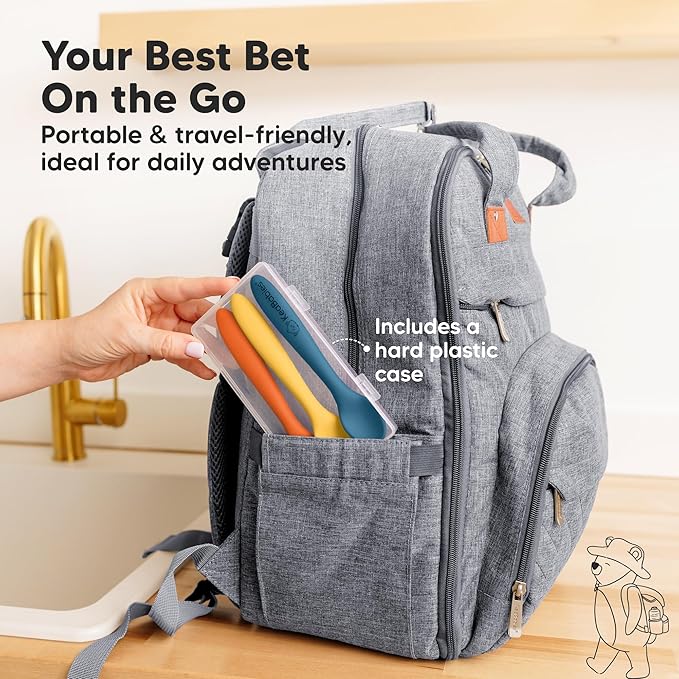 KeaBabies Silicone Baby Spoons, Self Feeding 6-12 months - 3-Pack Baby Weaning Eating Utensils, Toddler First Food Training Spoon, Infant, Kids Feeding Supplies Essential Set,Dishwasher-safe (Valiant)-CubbioJoy