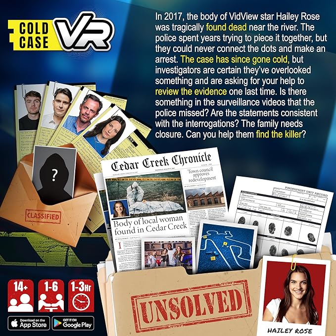 Cold Case VR - The Case of The Fatal Follower - Immersive VR Murder Mystery Party Game - 1 to 6 Players - for Ages 14 and Up-CubbioJoy