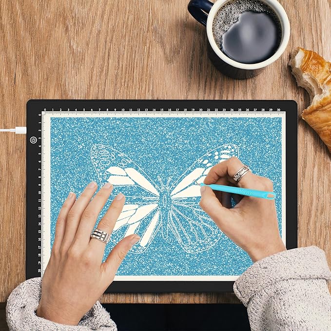 iVyne Corded Light Pad for Weeding Vinyl - A4 Light Box for Drawing - Light Board for Tracing - Light Box for Diamond Painting, Weeding Vinyl, Sketching, Tracing (Black)-CubbioJoy