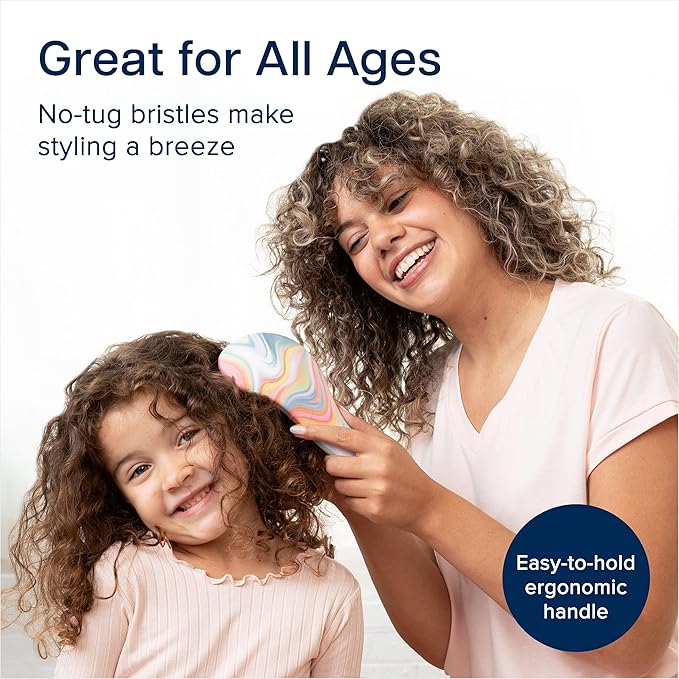 Crave Naturals Glide Thru Detangler Brush Pack of 2 - Curly Hair Brush for Women and Kids - Wet and Dry Comb for Adults - Soft Flexible Bristles for Gentle Use - Pink and Soft Hazy Swirl-CubbioJoy