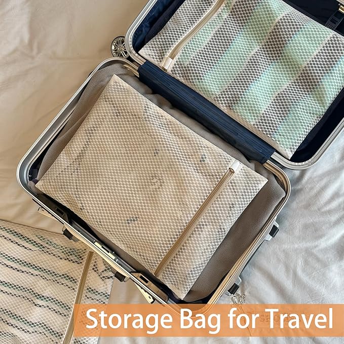 6 Pack Laundry Bag, Durable Honeycomb Mesh Laundry Bags Suitable for Delicate Clothes Washing (3 Large, 3 Medium) Beige-CubbioJoy