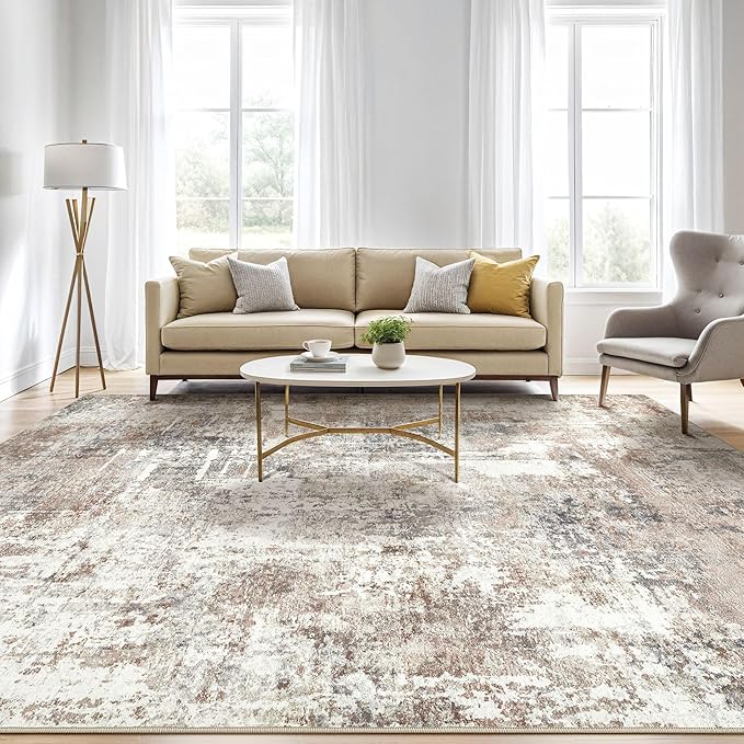 7x10 Area Rug Living Room: Washable Large Abstract Modern Soft Rugs Stain Resistant Indoor Floor Non-Slip Accent Carpet for Young Career Worker Aged 25-34 - Bedroom Playroom Office Dining Room-CubbioJoy