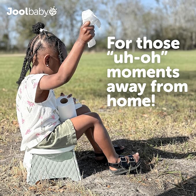 Jool Baby Portable Potty Training Chair with Travel Bag and 30 Liners, Foldable, Indoor/Outdoor Use, Camping (Sage)-CubbioJoy