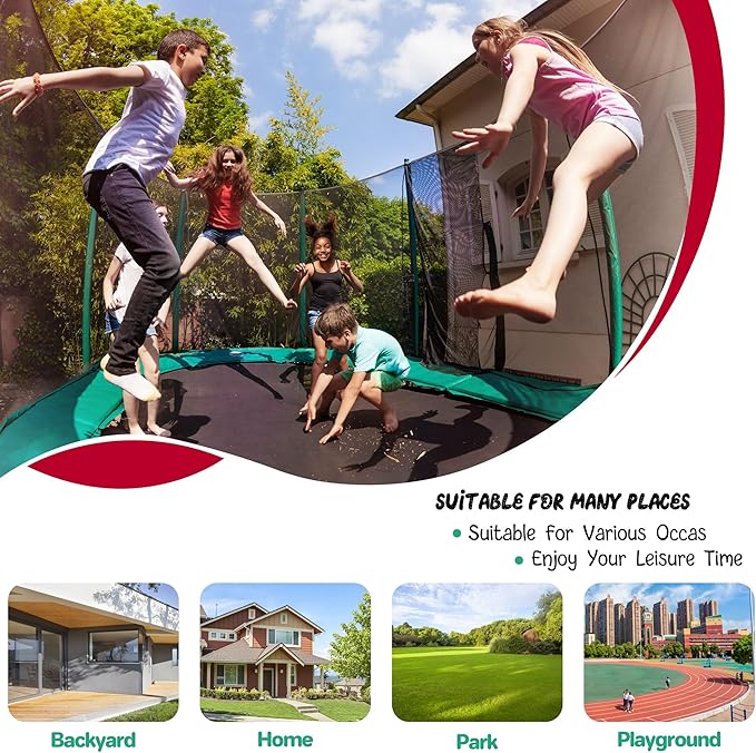 55IN Trampoline for Kids - Indoor/Outdoor Play with Enclosure Net - Easy to Assemble Recreational Trampoline - Red-CubbioJoy