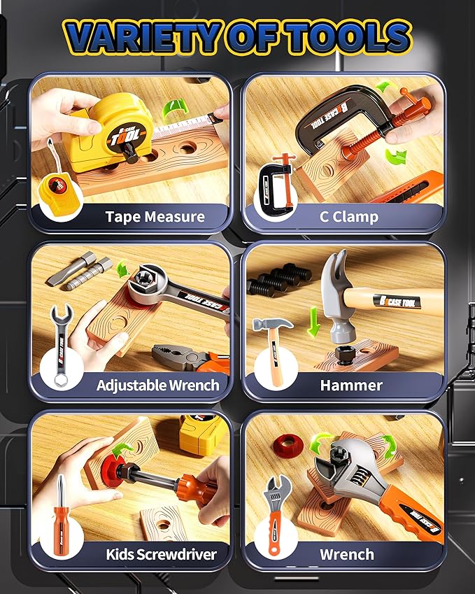 36Pcs Kids Tool Set, Toddler Tool Construction Toys with Belt & Electronic Drill for Boys Girls 3-5, Sturdy Tool Bag Suitable for Outdoor Use-CubbioJoy