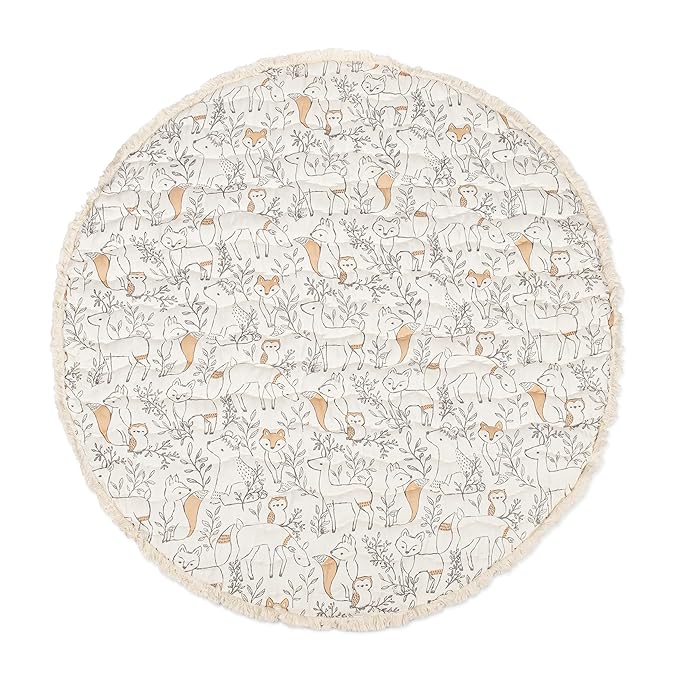 Crane Baby Baby Activity Mat, Woodland Animal Nursery Decor, Reversible Infant Play Mat for Tummy Time and Floor Activities, Infant Play Mat, 40" X 40"-CubbioJoy