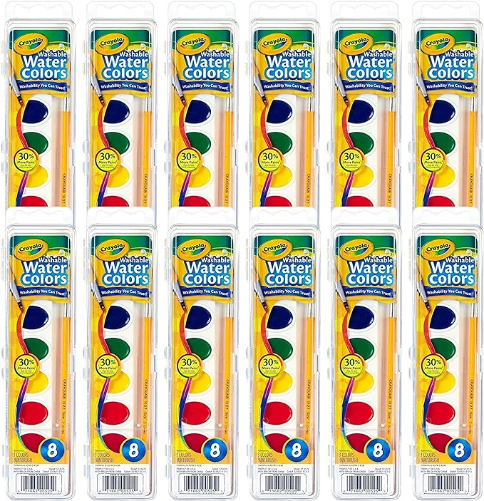 Crayola Washable Watercolor Paint Sets for Kids (12ct), Bulk Classroom Art Supplies for Preschool & Kindergarten, Classroom Learning Activities for Toddlers-CubbioJoy