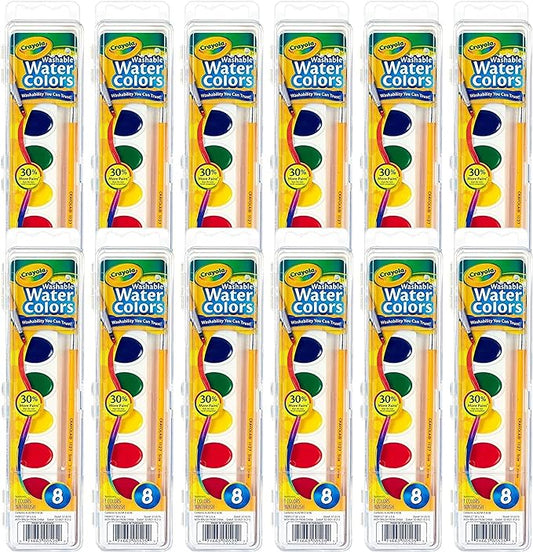 Crayola Washable Watercolor Paint Sets for Kids (12ct), Bulk Classroom Art Supplies for Preschool & Kindergarten, Classroom Learning Activities for Toddlers-CubbioJoy