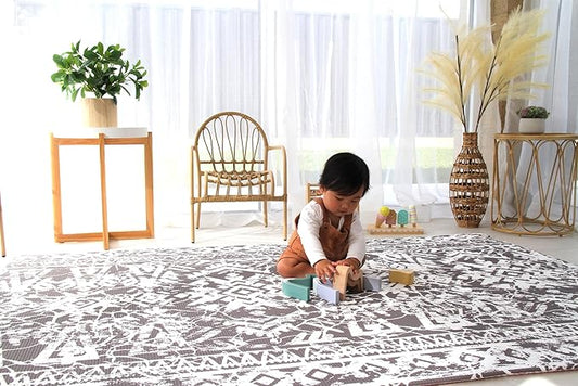 Cushmat Stylish Reversible Foam Play Mat (Large, Explorer - Ash Rose) - Soft, Waterproof, Durable Play mat for Infants, Babies, Toddler, Kids & Grownup - 6.5ft x 4.5ft-CubbioJoy