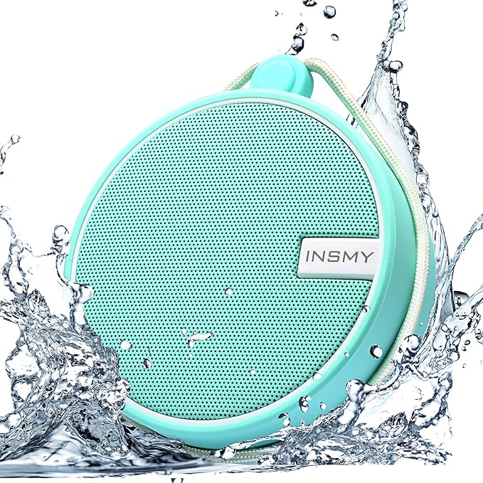 INSMY C12 IPX7 Waterproof Shower Bluetooth Speaker, Portable Small Speaker, Speakers Bluetooth Wireless Loud Clear Sound Support TF Card Suction Cup for Outdoor Kayak Canoe Beach Gift (Mint)-CubbioJoy