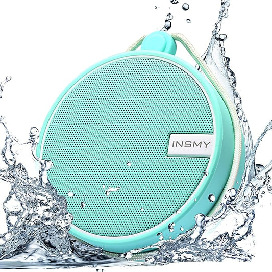 INSMY C12 IPX7 Waterproof Shower Bluetooth Speaker, Portable Small Speaker, Speakers Bluetooth Wireless Loud Clear Sound Support TF Card Suction Cup for Outdoor Kayak Canoe Beach Gift (Mint)-CubbioJoy