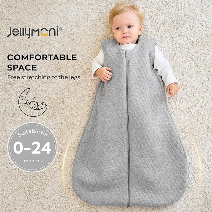 JELLYMONI Baby Sleep Sack TOG 2.5, 12-18 Months Winter Baby Wearable Blanket, 100% Cotton Infant Sleeping Sack 2-Way Zipper Warm Quilted Sleepsack-CubbioJoy