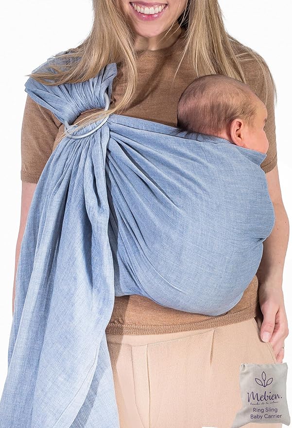 Baby Ring Sling Lightweight 100% Cotton Wrap Newborn, Toddler, Infant, Holder, Adjustable, Breathable, Travel Baby Carrier Sling Dark Blue-CubbioJoy