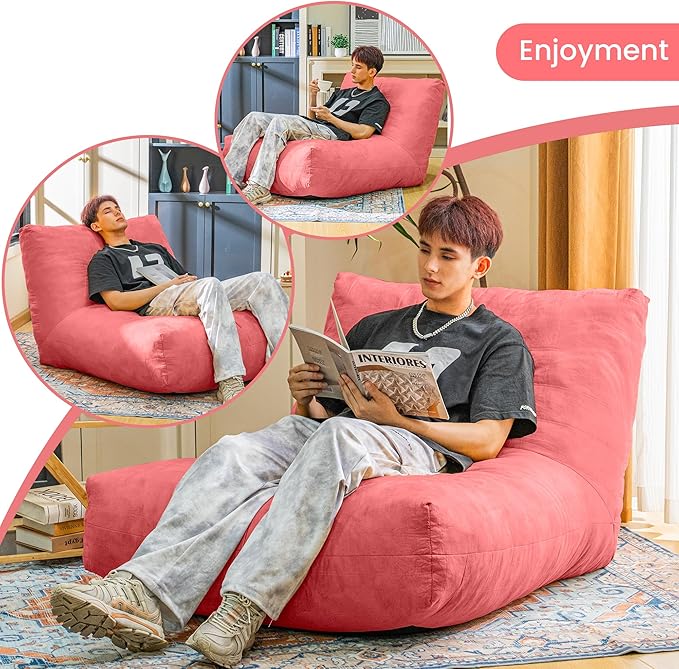 Bean Bag Chair Lazy Bean Bag Sofa, Floor Beanbag Chairs with Stuffed High-Density Foam, Memory Foam Bean Bag Sofa for Living Room, Bedroom and Office-CubbioJoy