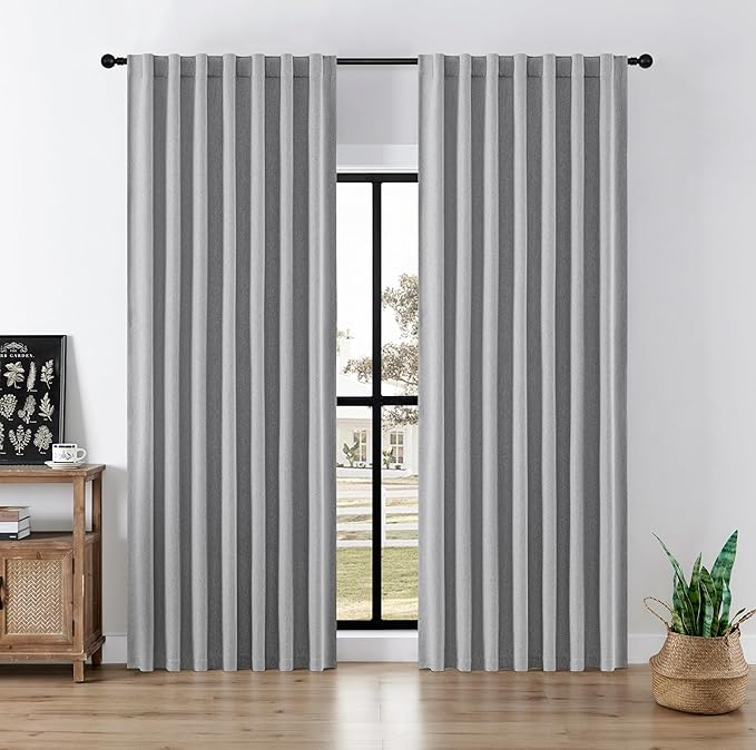 Joydeco Faux Linen Blackout Curtains for Bedroom,Light Grey Blackout Curtains 90 inches Long,100% Blackout Solid Thermal Insulated Window Drapes Luxury Decor for Living Room（W52xL90 Inch,Light Grey）-CubbioJoy