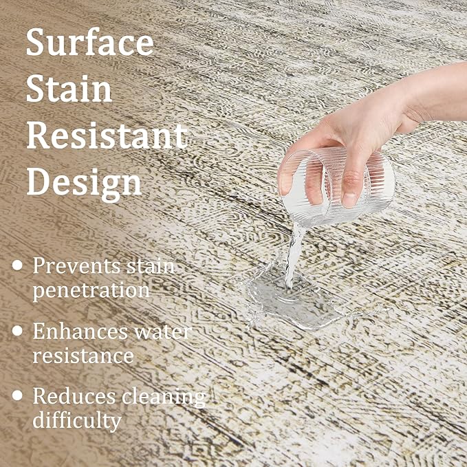 5x7 Area Rug Living Room Rugs - Washable Rug Large Modern Abstract Soft Thin Carpets Indoor Floor No Slip Vintage Carpet for Bedroom Under Dining Table Nursery Home Office Decor Nature-CubbioJoy