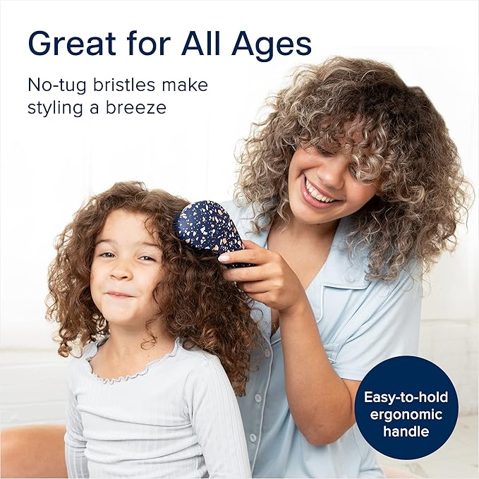 Crave Naturals Glide Thru Hair Brush - Detangler Brush for Curly, Straight, Wet or Dry Hair - Gentle Detangling Brushes for Adults, Kids, Toddlers - Hair Accessories for Women, 7.5"x3" - Terazzo-CubbioJoy