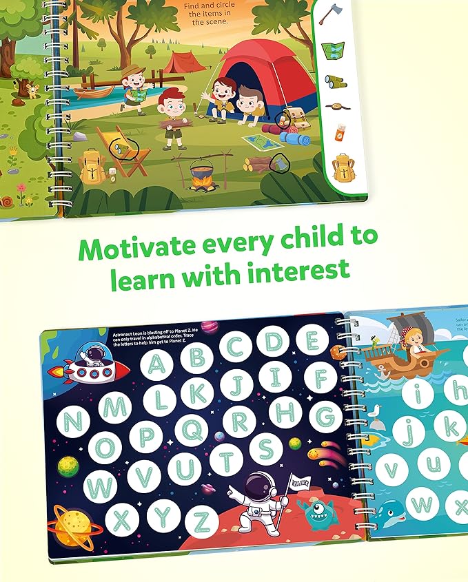 Coogam Pencil Control Tracing Workbook, Learn to Write Alphabet ABC Letters Numbers Handwriting Book Fine Motor Montessori Educational Toy Gift for Preschool Kids-CubbioJoy