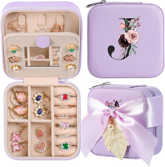 AYGXU Travel Jewelry Box for Women and Girls - Small Case With Initial A-Z - Teacher Gifts-CubbioJoy